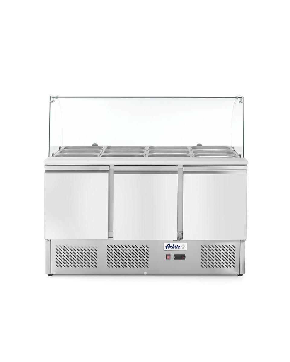 Saladette - 3 Türen - Glasvitrine - 380L - Hendi - 232798