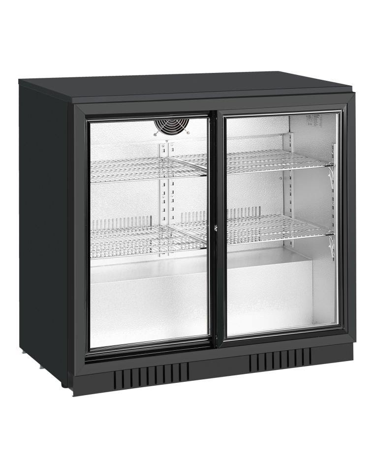 Getränkekühlschrank - 210 Liter - 2 Schiebetüren - Schwarz - Promoline