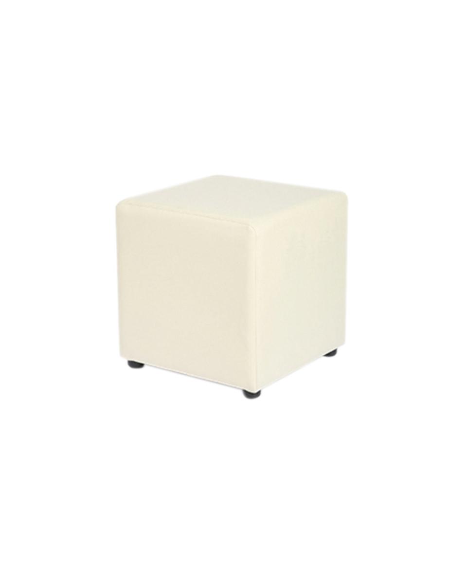 Hocker / Pouf - Creme - Kunstleder