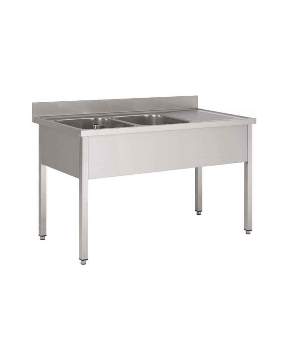 Edelstahl-Spültisch - Ohne Grundboden - 2 Becken links - 80 cm tief - Edelstahl