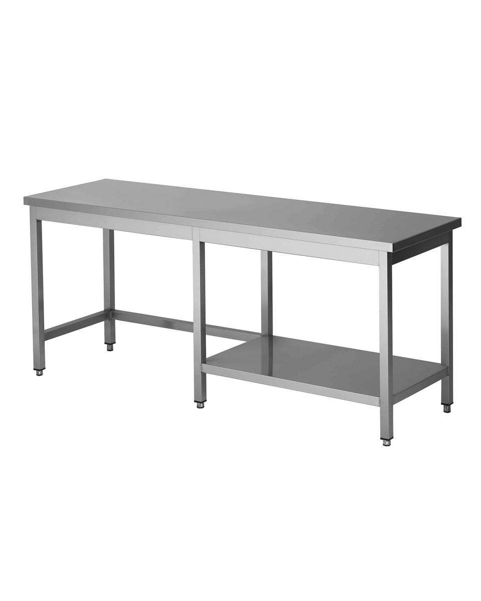 Edelstahl-Arbeitstisch - 60 cm tief - 1/2 Grundboden rechts - Promoline
