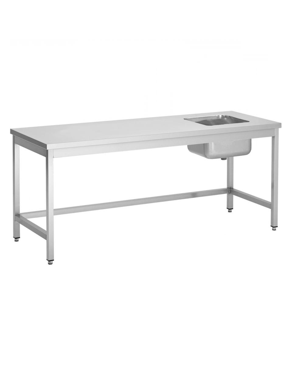 Edelstahl-Chefkoch-Tisch - Spühlbecke links - 70 cm tief - Ohne Grundboden - Promoline