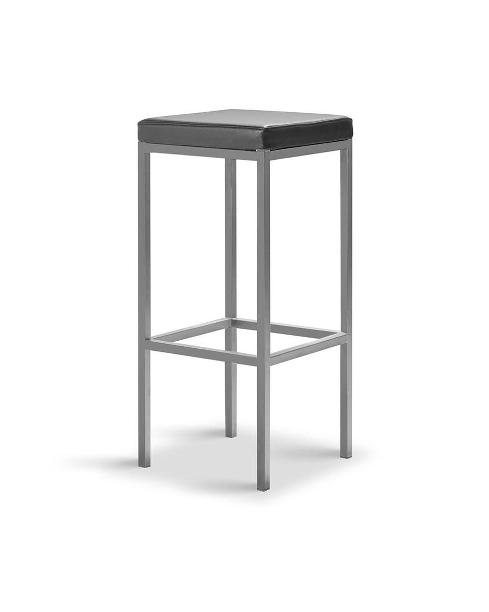 Gastro-Hocker - Square - Industrial Look - Schwarzer Skai - Stahl