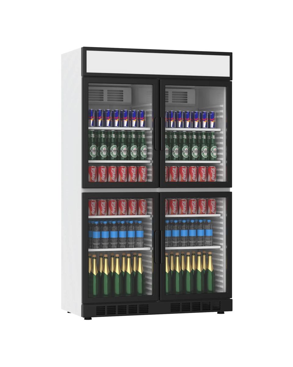 Getränkekühlschrank - 770 Liter - 4 Türen - Schwarz - H 199,4 x 120 x 60,5 cm - Promoline