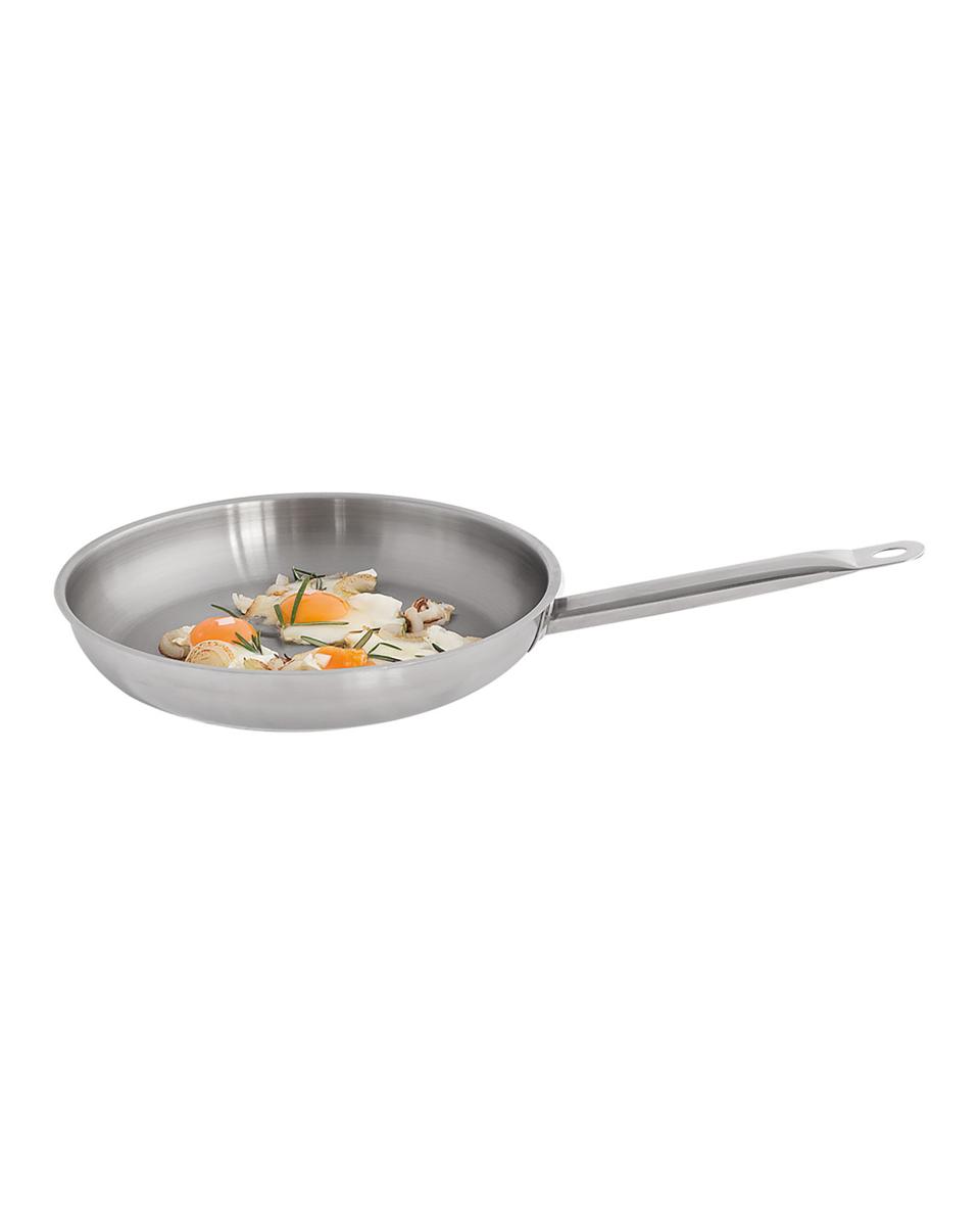Bratpfanne - Ø40 x H 7 cm - Edelstahl - Mit zusätzlichem Griff - Promoline