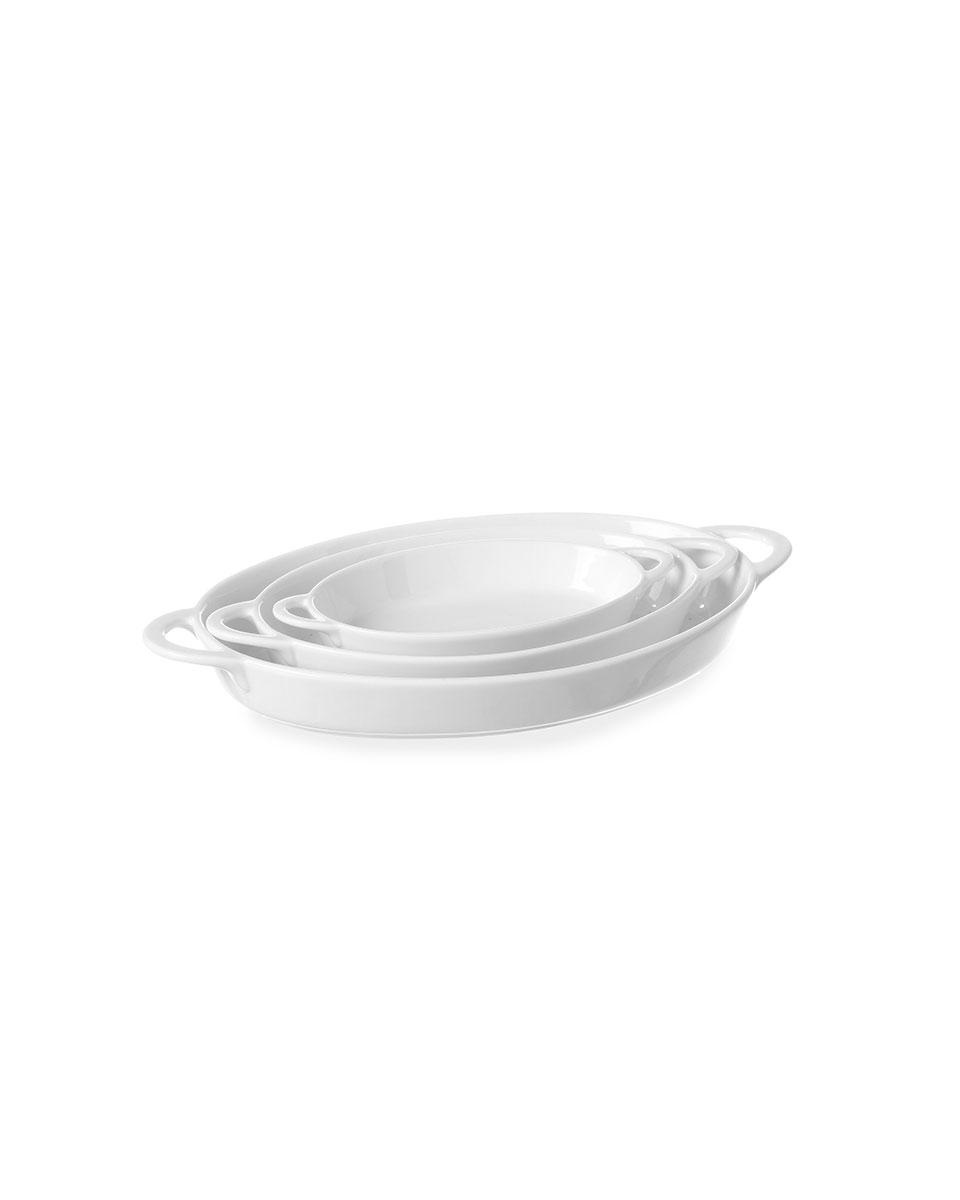 Ofenschale - 3 Stück - 27 x 18 cm - Weiß - Porzellan - Hendi - 784020